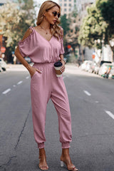 Cold Shoulder Wrap Detail Jumpsuit