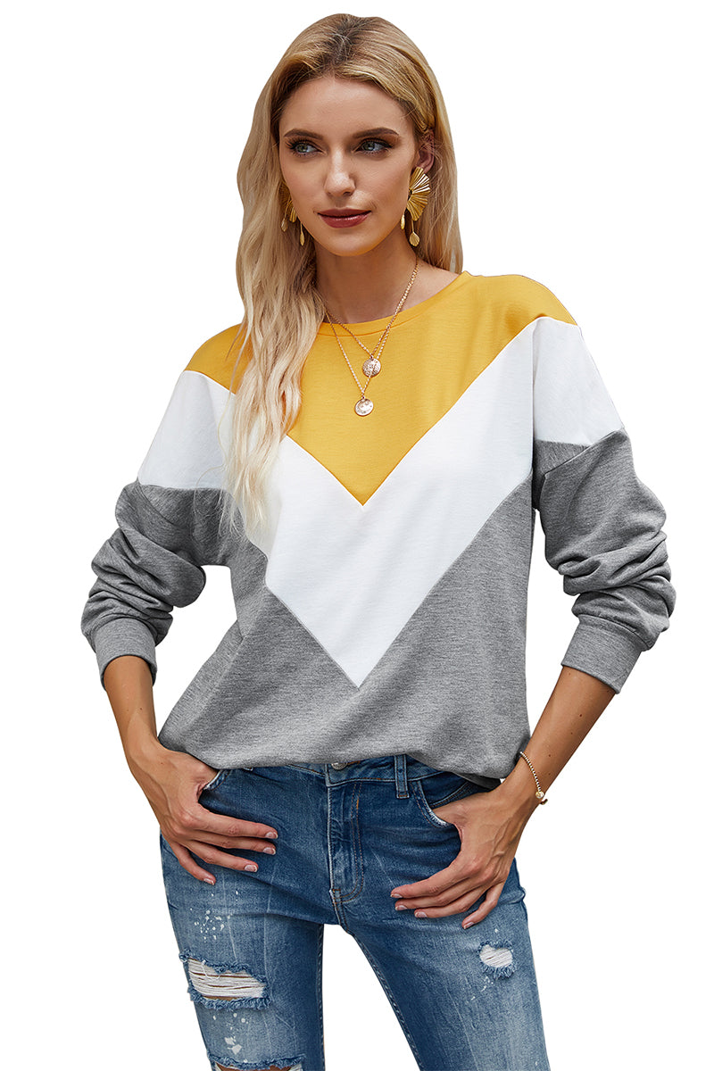 Color Block Comfort Crew Neck Long Sleeve Shirt