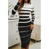 Stripe Knit Colorblock Pullover Midi Sweater Dress | Dress - Women's | Dress, F, midi dress, new arrival, shoppe247 | Elings