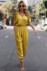 Cold Shoulder Wrap Detail Jumpsuit