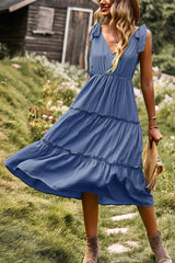 Elegant V-Neck Knot Dress