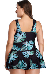 Plus Size Solid Ruffle V Neck Fit Swimsuits