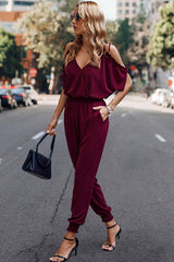 Cold Shoulder Wrap Detail Jumpsuit