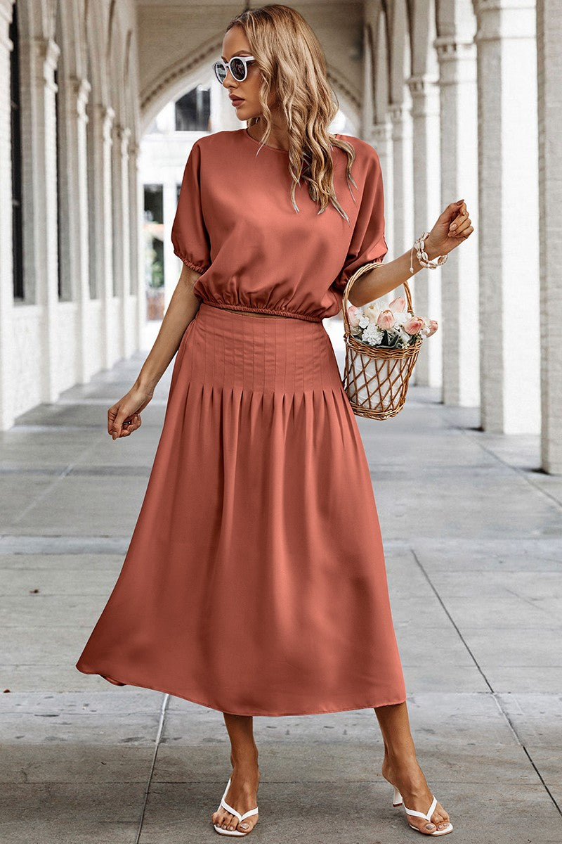 Dolman Sleeve Top with Midi Dress 2 Piece Set