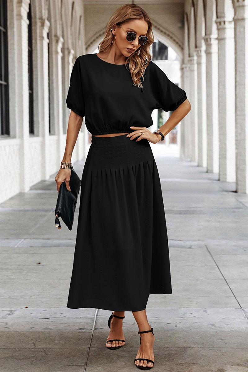 Dolman Sleeve Top with Midi Dress 2 Piece Set