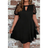 Plus Size Solid Cut Out Round Neck Lace Fit Dress | Dress - Women's | F, new arrival, plus, plus dress | Elings