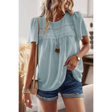 Plus Dot Cut Out Lace Trim Loose Fit Top | Blouse - Women's | new arrival, pending, plus, Plus tops, shoppe247 | Elings