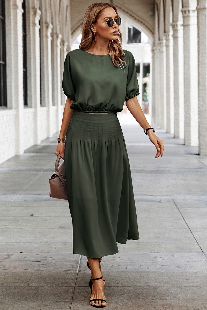 Dolman Sleeve Top with Midi Dress 2 Piece Set