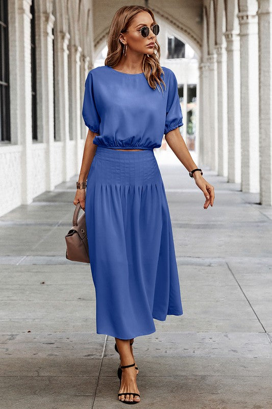 Dolman Sleeve Top with Midi Dress 2 Piece Set