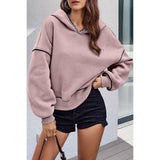 Color Block Solid Loose Fit Drop Shoulder Hoodie | Hoodie - Women's | F, Hoodie, long sleeve top, new arrival, New Arrivals, shoppe247 | Elings