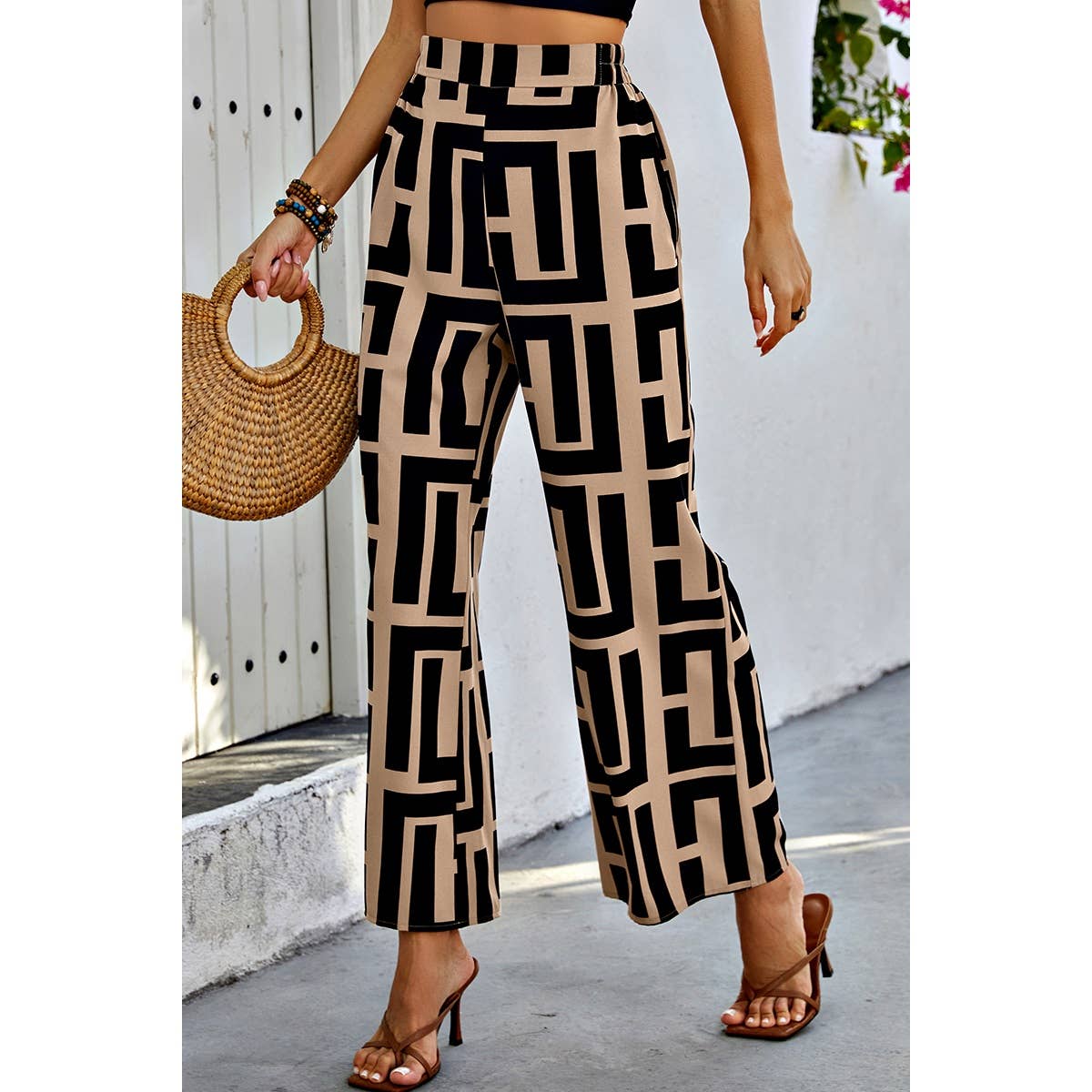 Allover Print Elastic Waist Band Fit Pant