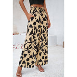 Allover Print Pockets Elastic Band Belt Pant