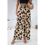 Allover Print Pockets Elastic Band Belt Pant