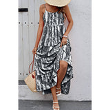 Allover Print Sleeveless Pockets Color Block Dress