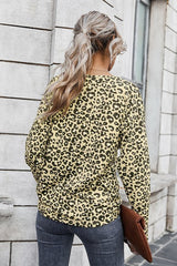 Leopard Print V Neck Button Up Top