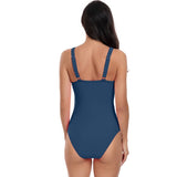 Deep V Neck One Piece Lace Trim Sleeveless Swimsuit