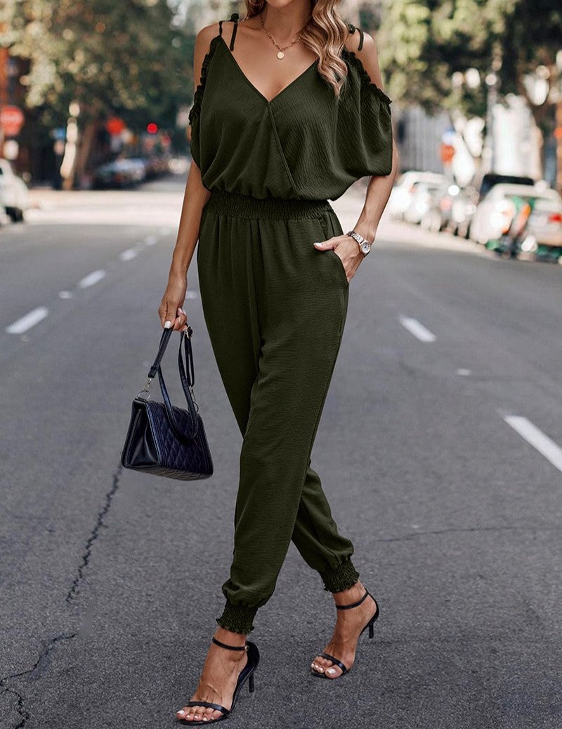 Cold Shoulder Wrap Detail Jumpsuit | Jumpsuit - Women's | jumpsuit, Jumpsuit and Romper, new arrival, New Arrivals, shoppe247 | Elings