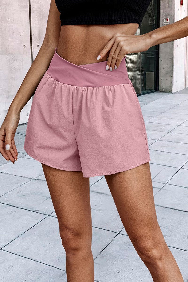 Self Belt Cross Classic Solid Short Pant