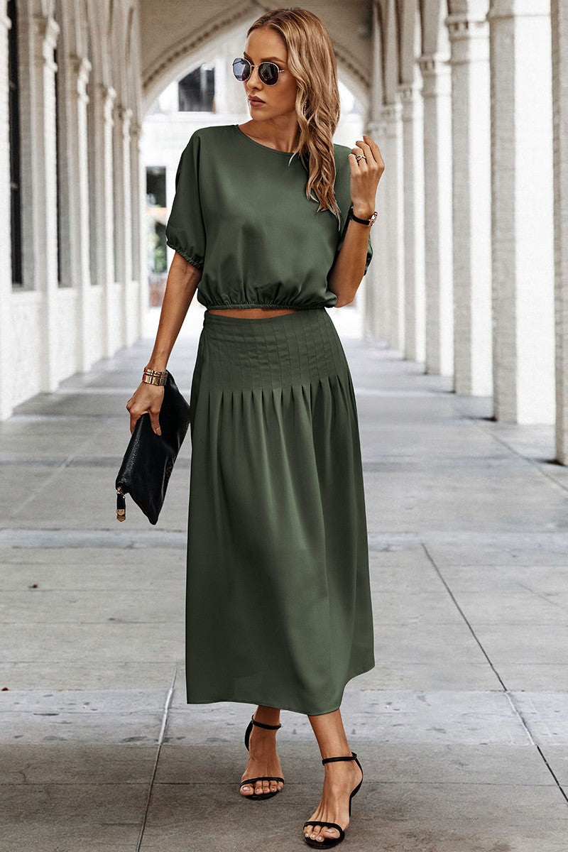 Dolman Sleeve Top with Midi Dress 2 Piece Set