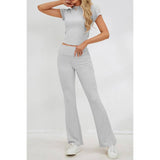 Solid Elastic Fit Shirt Skinny Two Pieces Sets | Top & Pant Set (NOT Loungewear) - Women's | basic, eb sets, F, new arrival, Sets, shoppe247 | Elings