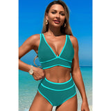 Two Pieces V Neck Bikini Brief Bottom Swimsuit