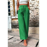 Elastic Waist Solid Pockets Button Trim Pants | Pants - Women's | F, new arrival, pant | Elings