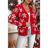 Elk Gingerbread Man Snowflake V Neck Cardigan