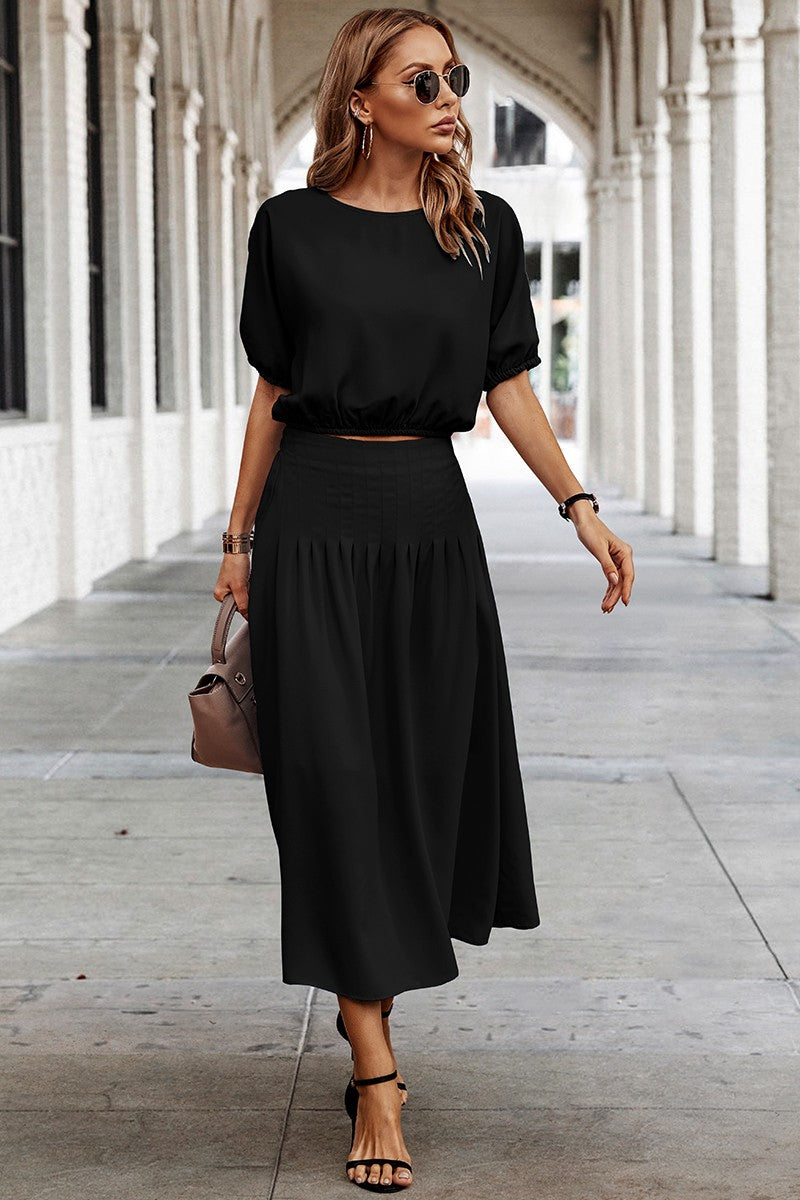 Dolman Sleeve Top with Midi Dress 2 Piece Set