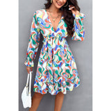 Floral Print Open Back Knot Hem Ruffle Dress