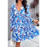 Floral Print Open Back Knot Hem Ruffle Dress