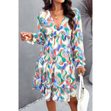 Floral Print Open Back Knot Hem Ruffle Dress