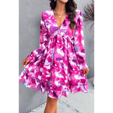 Floral Print Open Back Knot Hem Ruffle Dress