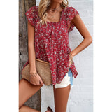 Floral Print Square Neck Loose Fit Lined Top