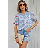 Floral Puff Sleeves Loose Fit Button Blouse