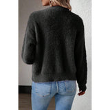 Fuzzy Fleece Button Open Front V Neck Cardigan