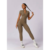 Half Zipper Bodysuit Breathable Fitness Jumpsuit