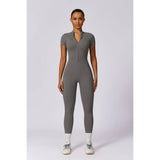 Half Zipper Bodysuit Breathable Fitness Jumpsuit