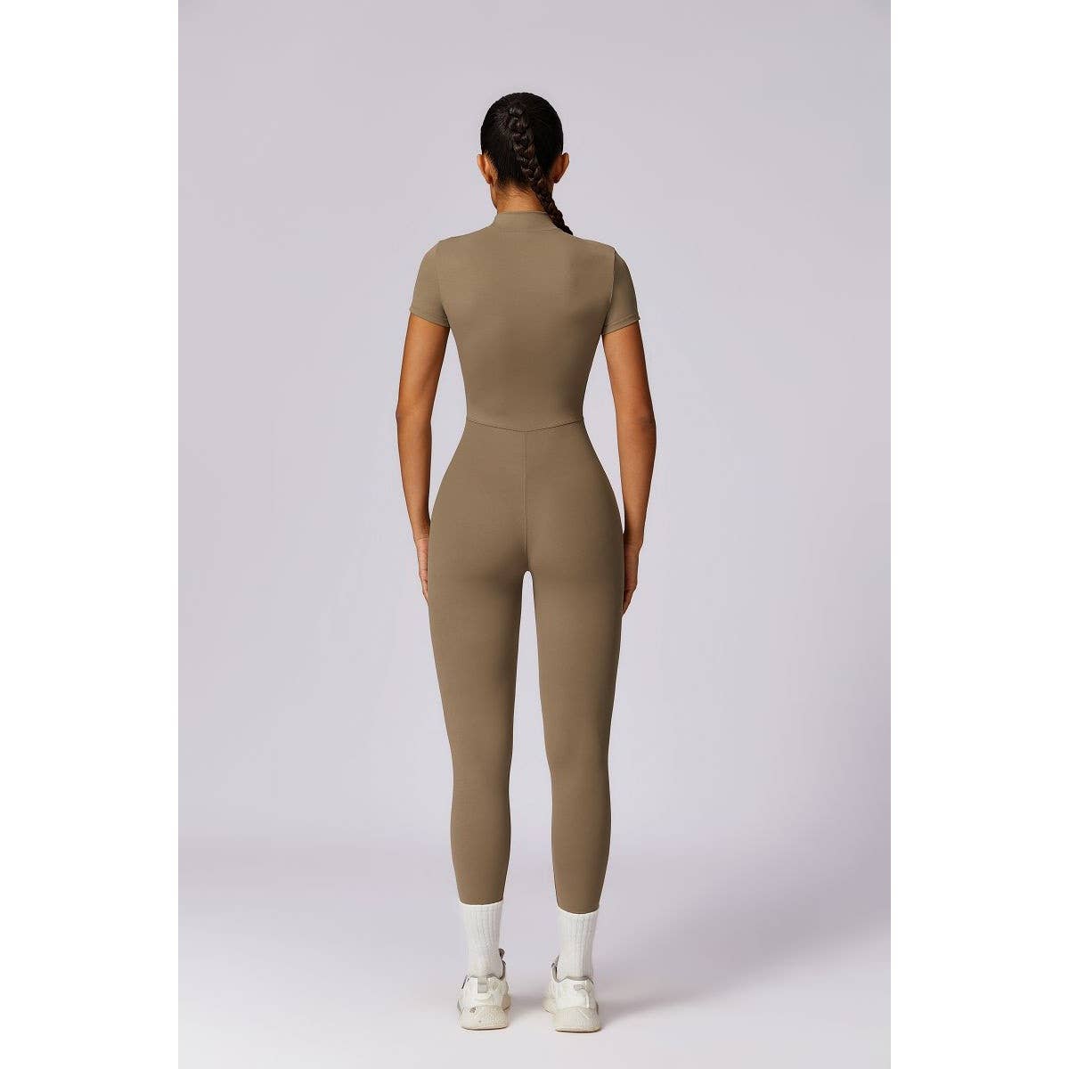 Half Zipper Bodysuit Breathable Fitness Jumpsuit