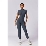 Half Zipper Bodysuit Breathable Fitness Jumpsuit