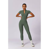 Half Zipper Bodysuit Breathable Fitness Jumpsuit