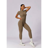 Half Zipper Bodysuit Breathable Fitness Jumpsuit