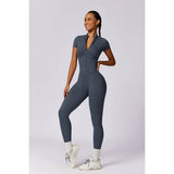 Half Zipper Bodysuit Breathable Fitness Jumpsuit