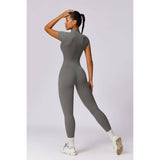 Half Zipper Bodysuit Breathable Fitness Jumpsuit