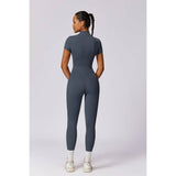 Half Zipper Bodysuit Breathable Fitness Jumpsuit