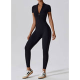 Half Zipper Bodysuit Breathable Fitness Jumpsuit