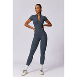 Half Zipper Bodysuit Breathable Fitness Jumpsuit