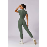 Half Zipper Bodysuit Breathable Fitness Jumpsuit