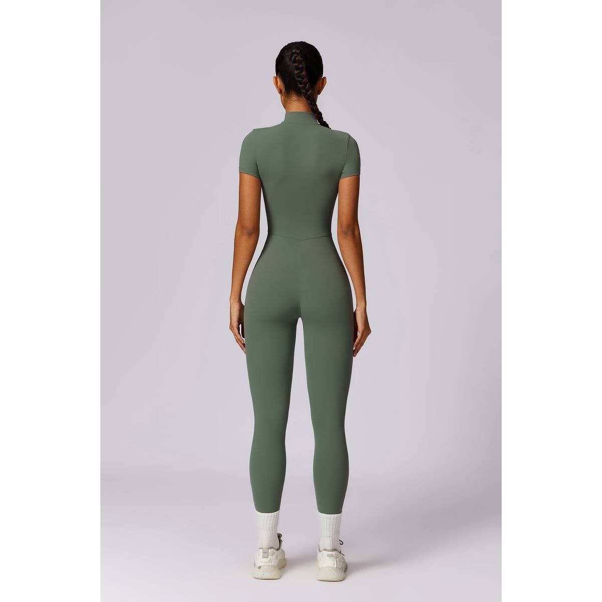 Half Zipper Bodysuit Breathable Fitness Jumpsuit