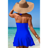 Halter Neck Twisted Tie Knot Front Dress Swimsuit