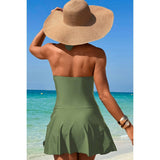 Halter Neck Twisted Tie Knot Front Dress Swimsuit